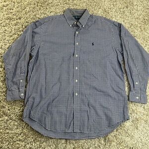 Ralph Lauren Navy Checkered Button Down Shirt